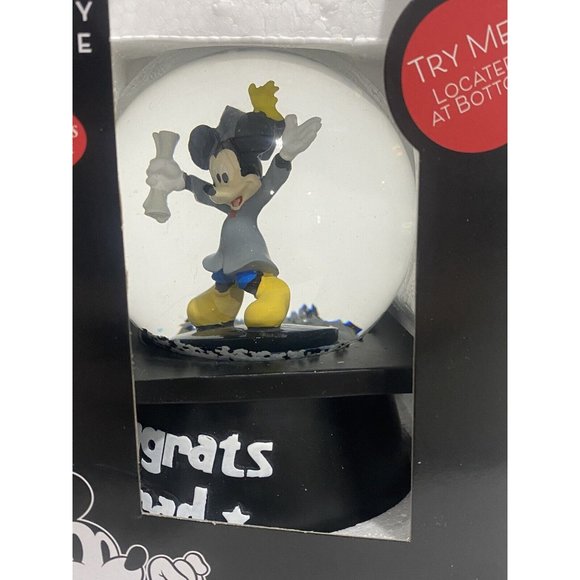 Disney 2022 Mickey Mouse in Cap Gown Graduation Musical Water Globe + Plush - Picture 4 of 6